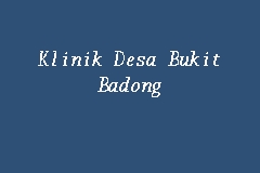 Klinik Desa Bukit Badong business logo picture
