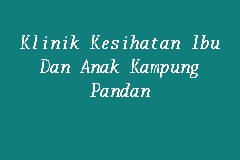 Klinik Kesihatan Ibu Dan Anak Kampung Pandan business logo picture
